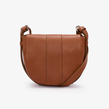 Vachetta Leather Wrap Strap Flap Saddle Crossbody Bag