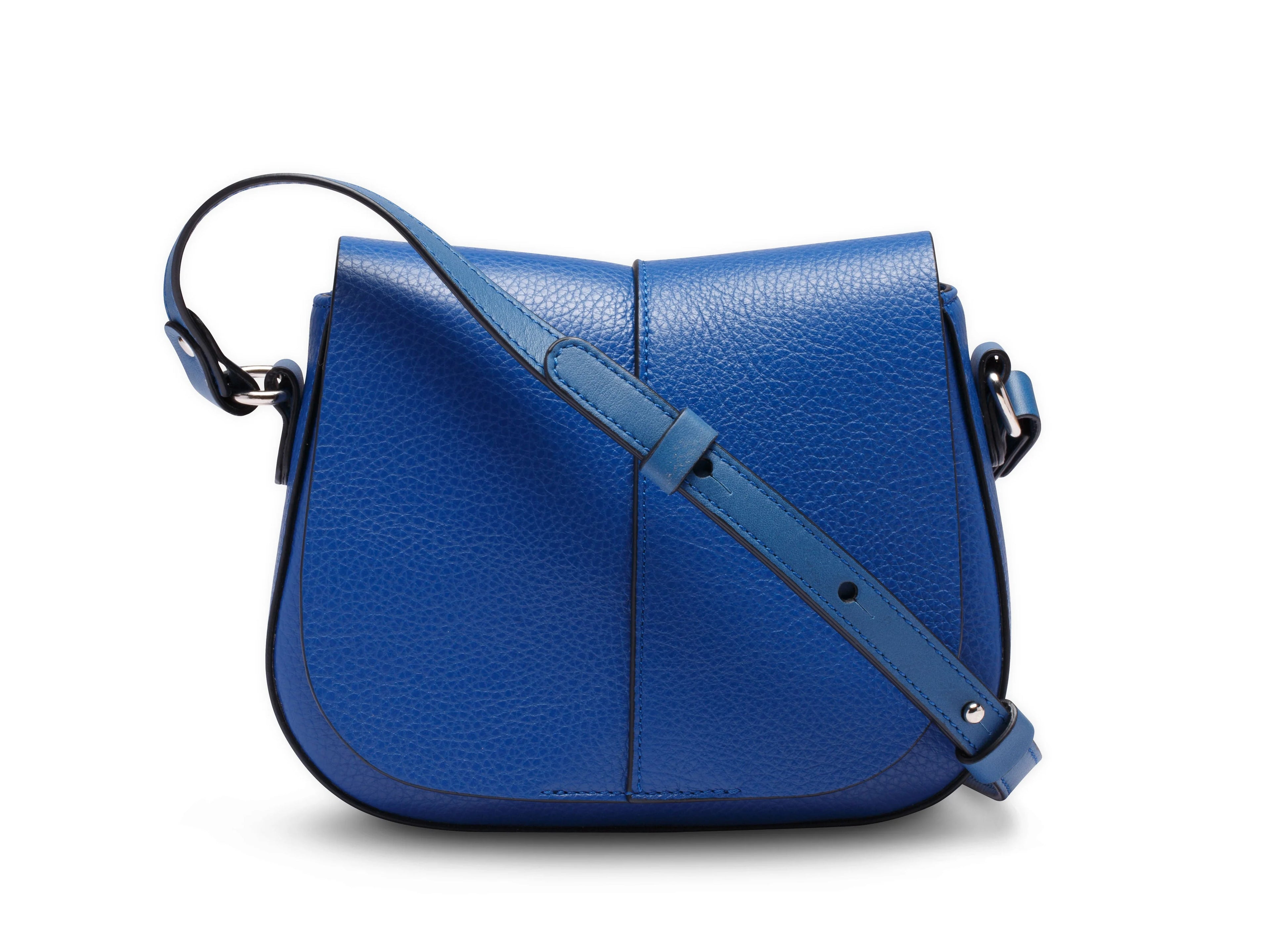Mixed Pebble & Smooth Full Grain Leather Magnetic Flap Saddle Bag