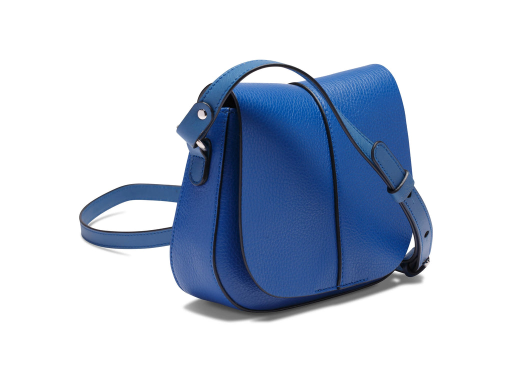 Mixed Pebble & Smooth Full Grain Leather Magnetic Flap Saddle Bag