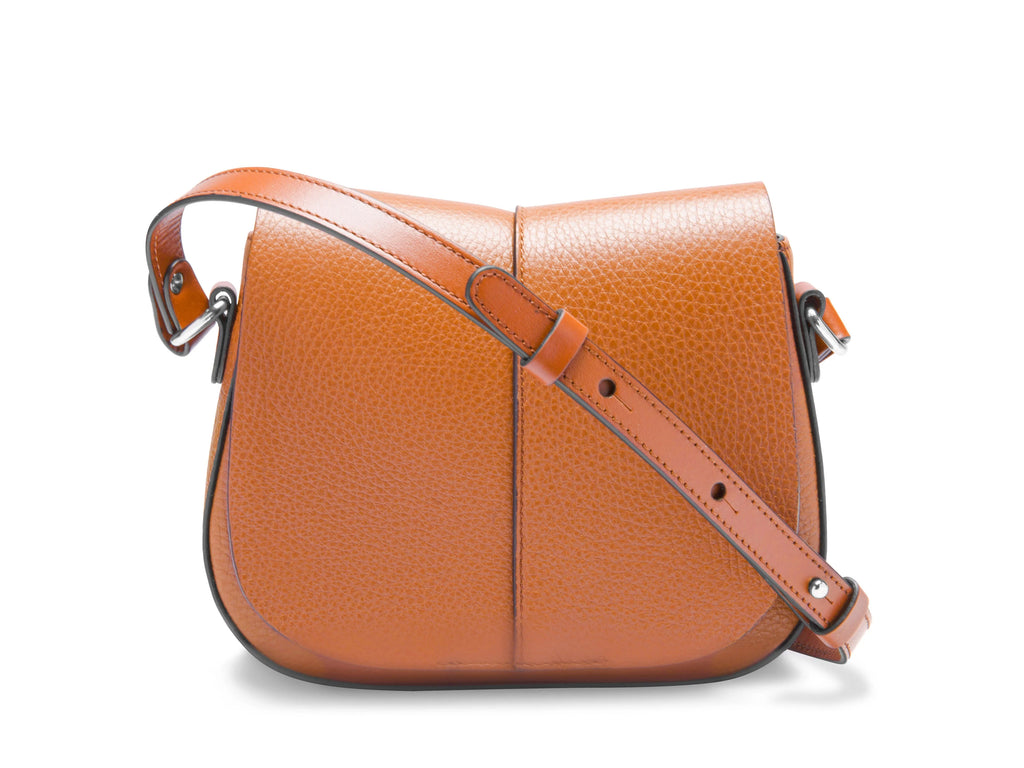 Mixed Pebble & Smooth Full Grain Leather Magnetic Flap Saddle Bag
