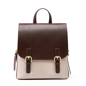 Soft Structured Flap Genuine Cow Leather Backpack