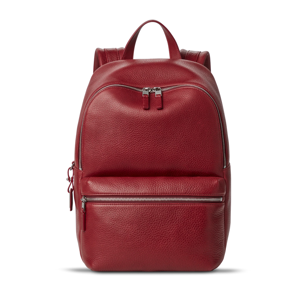 Natural Grain Leather Compact Daily Laptop Leather Backpack