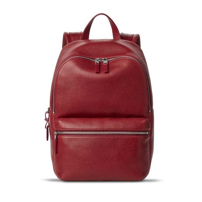 Natural Grain Leather Compact Daily Laptop Leather Backpack