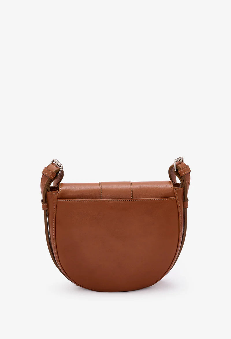 Vachetta Leather Wrap Strap Flap Saddle Crossbody Bag